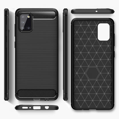 NALIA Silikonhülle für Samsung Galaxy A31 – Rutschfest & Matt – VORTEX (Gebürstete Optik & Carbon Design) – Marke aus Berlin