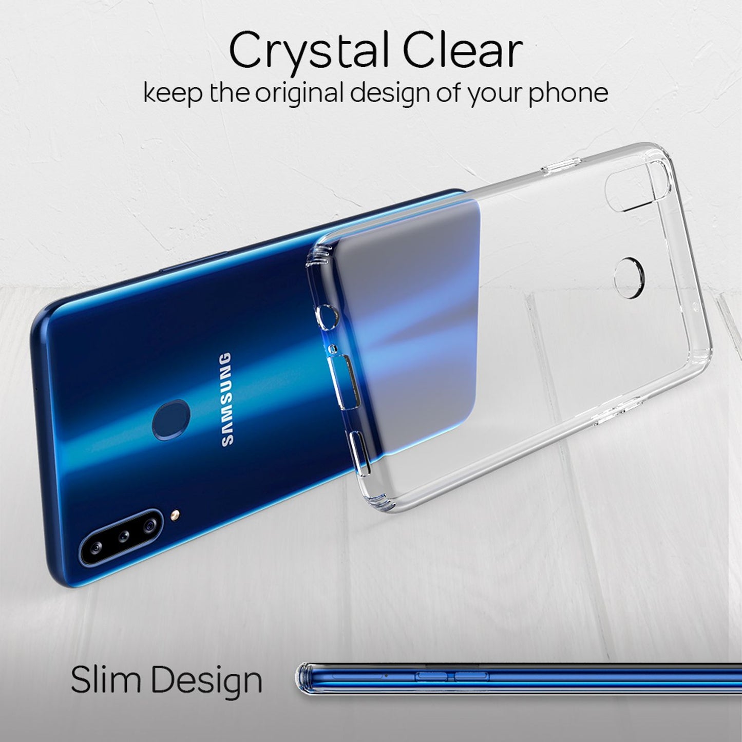 NALIA Transparente Hülle für Samsung Galaxy A20s – Harte Rückseite & Silikon Rand – IGNITE (Stoßfeste Handyhülle & Verstärkte Ecken) – Marke aus Berlin