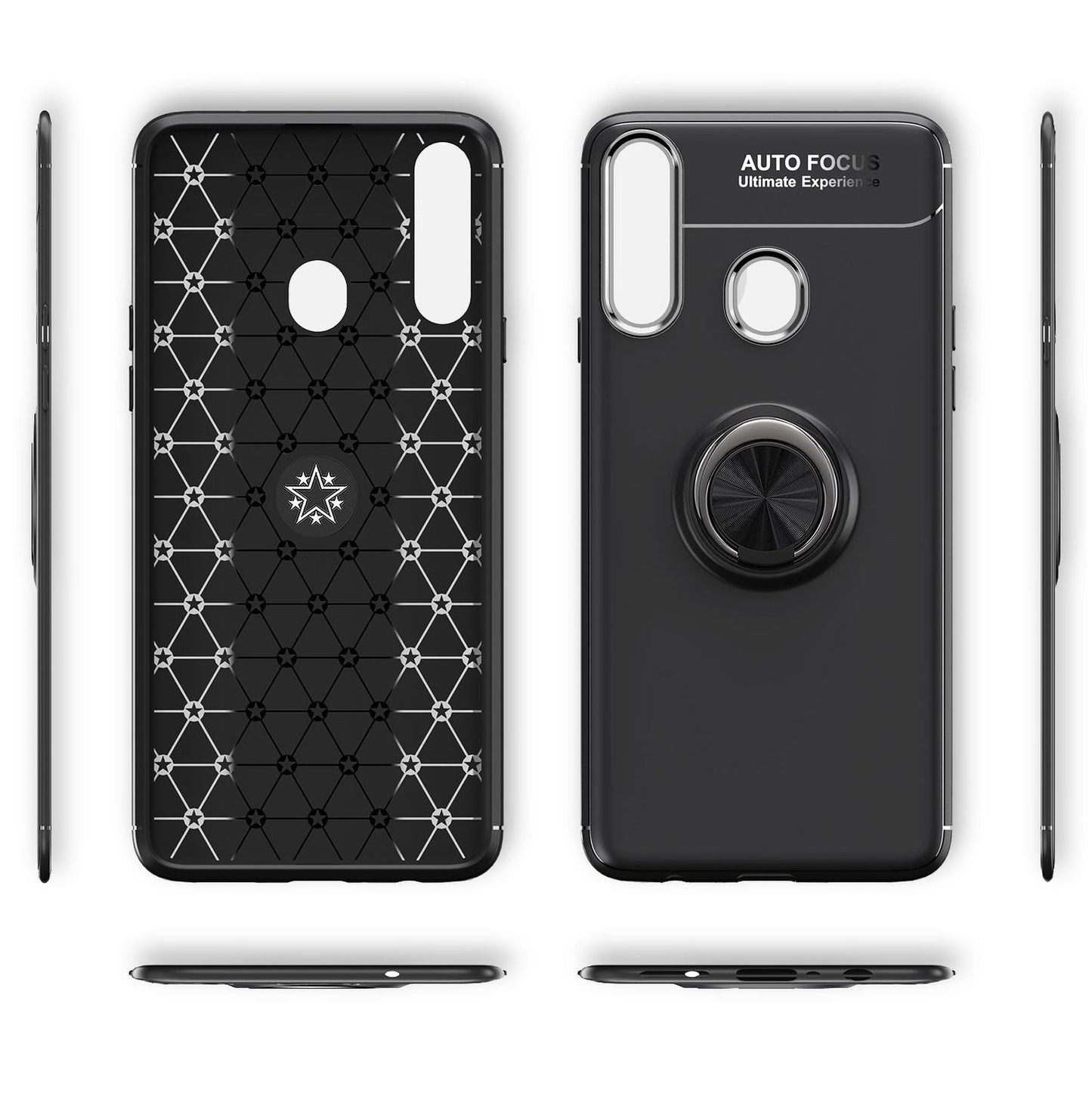 NALIA Ringhülle für Samsung Galaxy A20s – Ring-Ständer 360° & für Magnet-Halter – GRIP360 (Mattiertes Silikon Case) – Marke aus Berlin