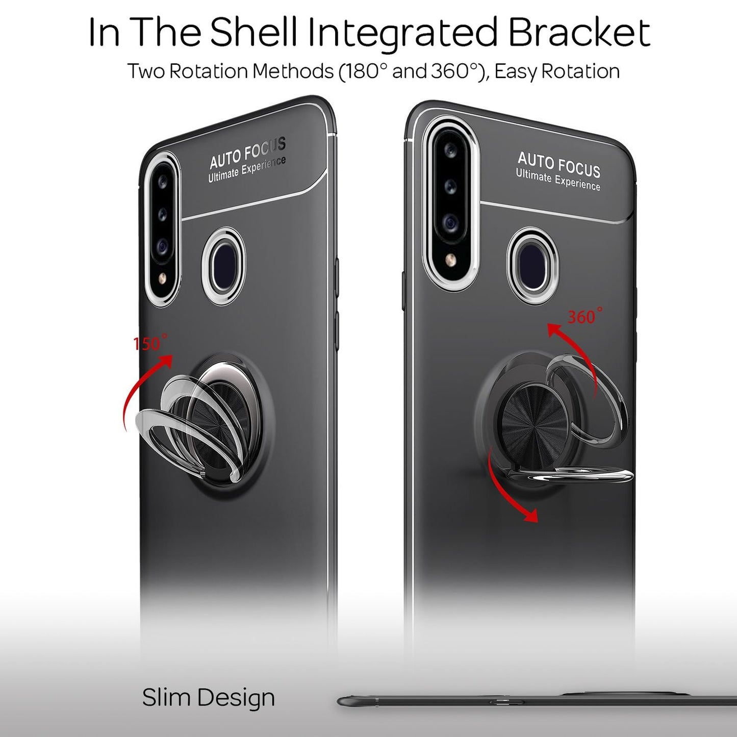 NALIA Ringhülle für Samsung Galaxy A20s – Ring-Ständer 360° & für Magnet-Halter – GRIP360 (Mattiertes Silikon Case) – Marke aus Berlin