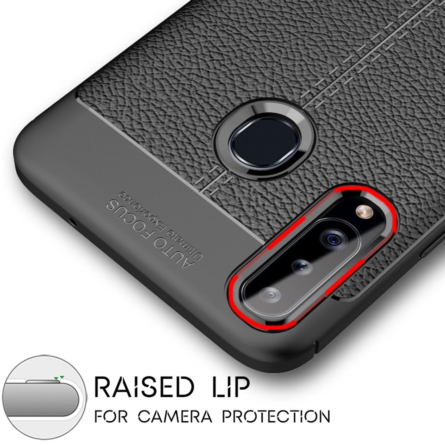 NALIA Design Case kompatibel mit Samsung Galaxy A20s Hülle, Leder Look Stylische Handyhülle Stoßfeste Silikon Schutzhülle, Slim Phone Backcover Skin Dünne Handy-Tasche Cover Etui Robust - Schwarz
