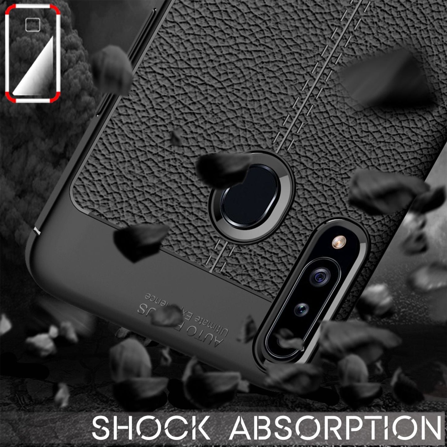 NALIA Design Case kompatibel mit Samsung Galaxy A20s Hülle, Leder Look Stylische Handyhülle Stoßfeste Silikon Schutzhülle, Slim Phone Backcover Skin Dünne Handy-Tasche Cover Etui Robust - Schwarz