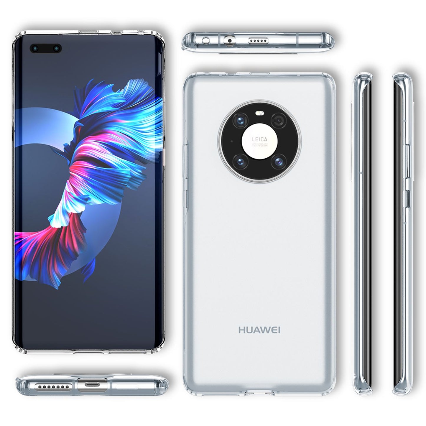 NALIA Transparente Hülle für Huawei Mate 40 Pro – Harte Rückseite & Silikon Rand – IGNITE (Stoßfeste Handyhülle & Verstärkte Ecken) – Marke aus Berlin