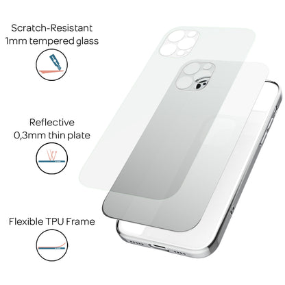 NALIA Spiegelhülle für iPhone 12 Pro Max – Echtes Glas (9H Spiegel & Robust) – RAYN (Premium Hardcase & Silikon Bumper) – Marke aus Berlin