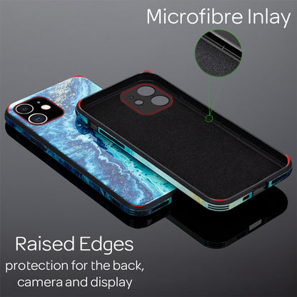 NALIA Hartglas Cover kompatibel mit iPhone 12 Mini Hülle, Marmor Design Hard-Case aus 9H Tempered Glass & Silikon Bumper, Robuste Handyhülle Phone Schutzhülle Handy-Tasche