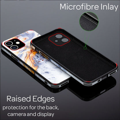 NALIA Hartglas Cover kompatibel mit iPhone 12 Mini Hülle, Marmor Design Hard-Case aus 9H Tempered Glass & Silikon Bumper, Robuste Handyhülle Phone Schutzhülle Handy-Tasche