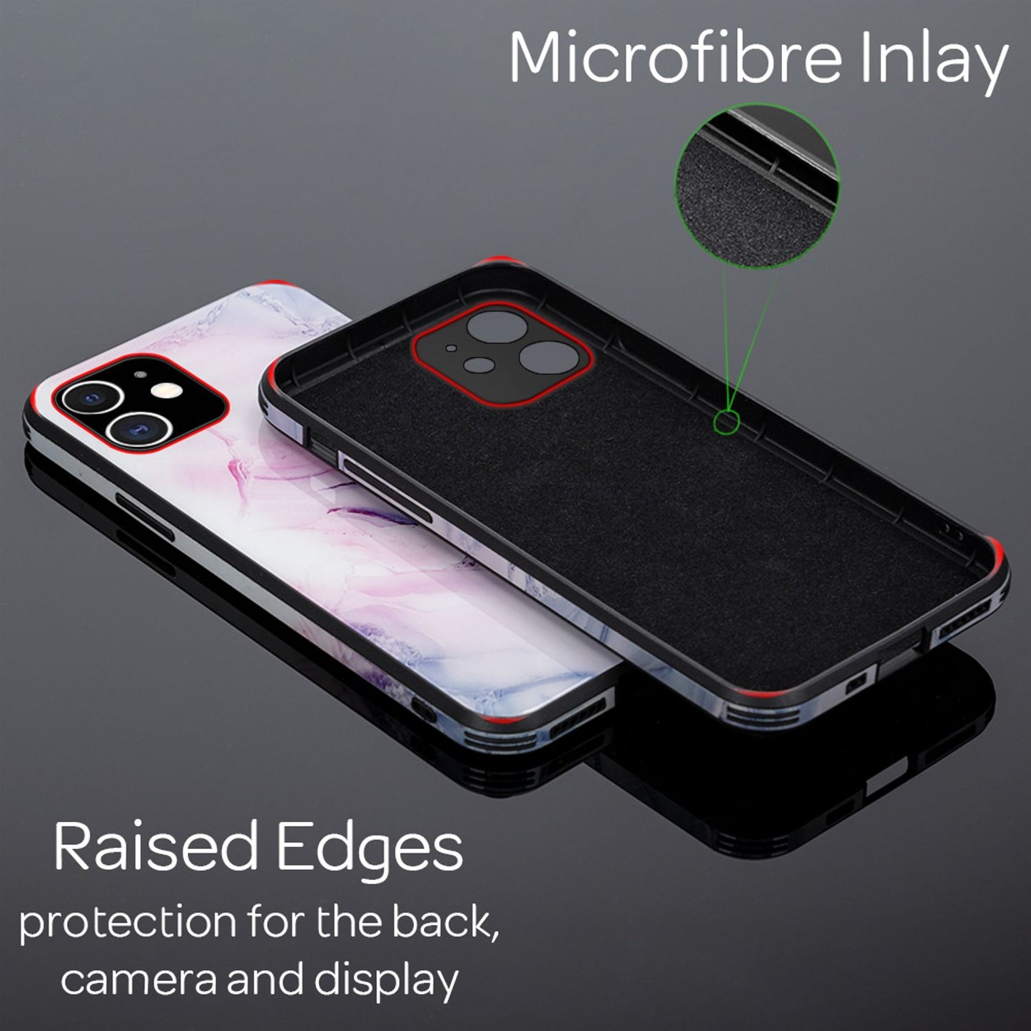 NALIA Hartglas Cover kompatibel mit iPhone 12 Mini Hülle, Marmor Design Hard-Case aus 9H Tempered Glass & Silikon Bumper, Robuste Handyhülle Phone Schutzhülle Handy-Tasche