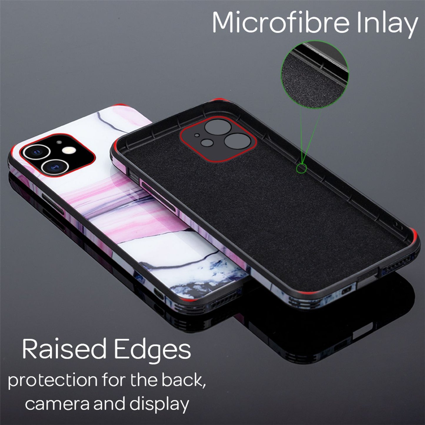 NALIA Hartglas Cover kompatibel mit iPhone 12 Mini Hülle, Marmor Design Hard-Case aus 9H Tempered Glass & Silikon Bumper, Robuste Handyhülle Phone Schutzhülle Handy-Tasche