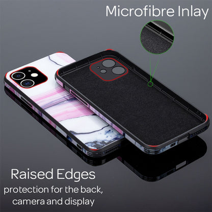 NALIA Hartglas Cover kompatibel mit iPhone 12 Mini Hülle, Marmor Design Hard-Case aus 9H Tempered Glass & Silikon Bumper, Robuste Handyhülle Phone Schutzhülle Handy-Tasche