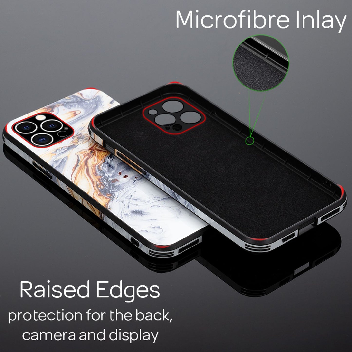 NALIA Marmor Glas Case für iPhone 12 Pro Max – Robustes 9H Echtglas – MARBELLE (Silikon Bumper & Grip) – Marke aus Berlin