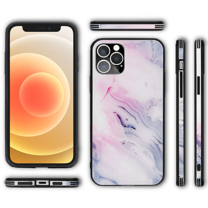 NALIA Marmor Glas Case für iPhone 12 Pro Max – Robustes 9H Echtglas – MARBELLE (Silikon Bumper & Grip) – Marke aus Berlin