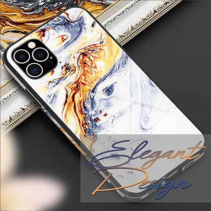 NALIA Marmor Glas Case für iPhone 12 Pro Max – Robustes 9H Echtglas – MARBELLE (Silikon Bumper & Grip) – Marke aus Berlin