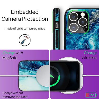 NALIA Marmor Glas Case für iPhone 12 Pro Max – Robustes 9H Echtglas – MARBELLE (Silikon Bumper & Grip) – Marke aus Berlin
