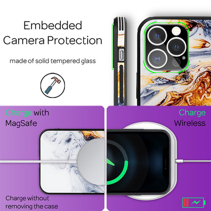 NALIA Marmor Glas Case für iPhone 12 Pro Max – Robustes 9H Echtglas – MARBELLE (Silikon Bumper & Grip) – Marke aus Berlin