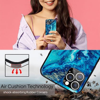 NALIA Marmor Glas Case für iPhone 12 Pro Max – Robustes 9H Echtglas – MARBELLE (Silikon Bumper & Grip) – Marke aus Berlin