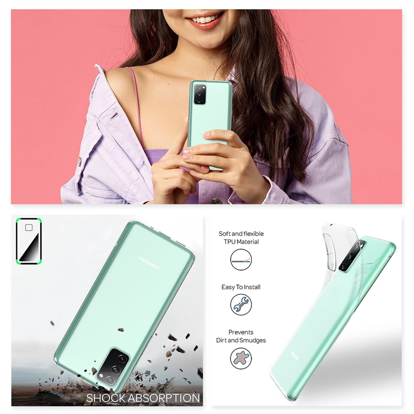 NALIA Transparente Silikonhülle für Samsung Galaxy S20 FE – Anti-Gelb & Rutschfest – GLAZE (Handyhülle Kristallklar, Schlank & Stoßfest) – Marke aus Berlin