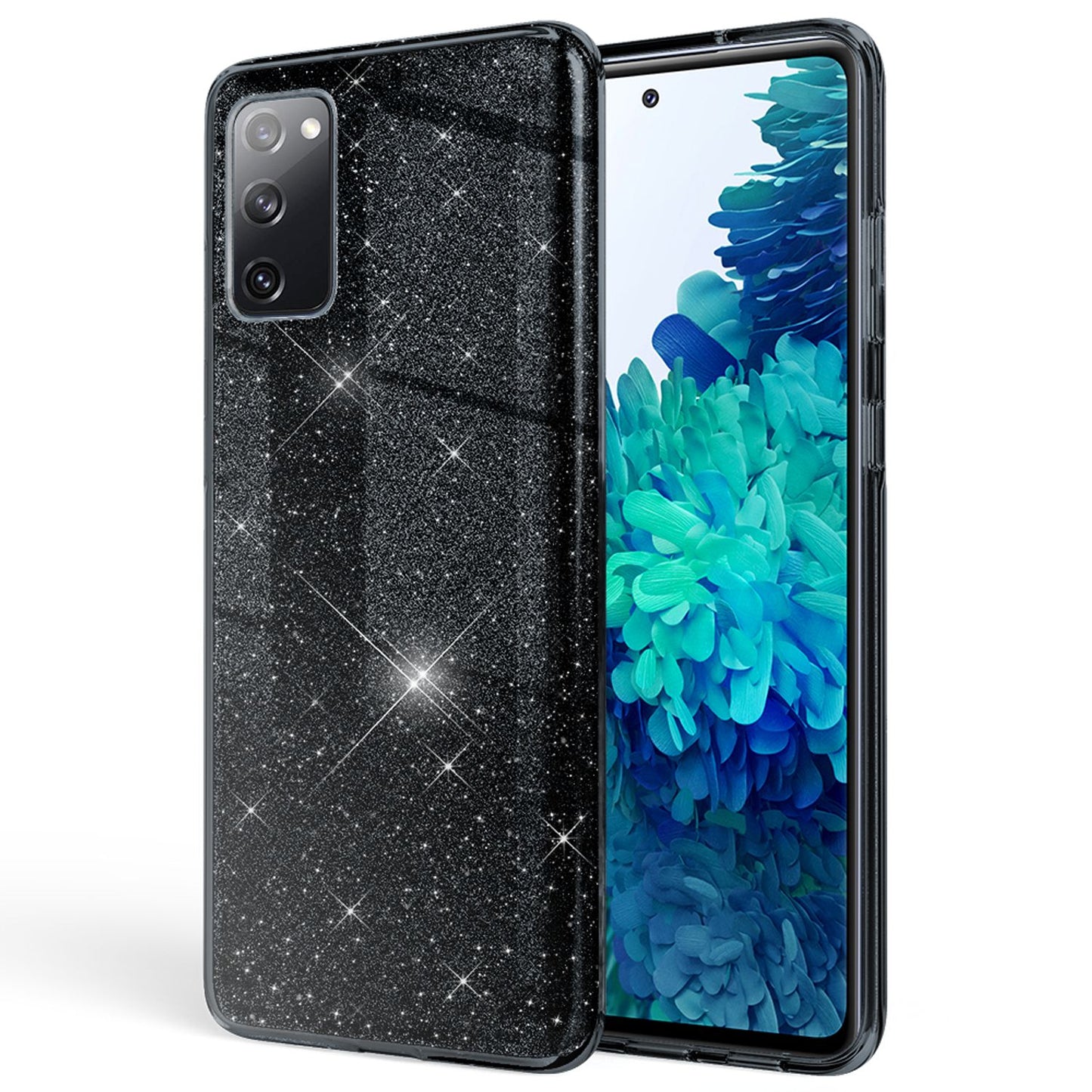 NALIA Glitzerhülle für Samsung Galaxy S20 FE – Funkelnder Glitzer-Look & Grip – SHINEPOP (Silikon Case) – Marke aus Berlin