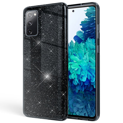 NALIA Glitzerhülle für Samsung Galaxy S20 FE – Funkelnder Glitzer-Look & Grip – SHINEPOP (Silikon Case) – Marke aus Berlin