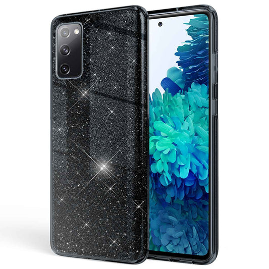 NALIA Glitzerhülle für Samsung Galaxy S20 FE – Funkelnder Glitzer-Look & Grip – SHINEPOP (Silikon Case) – Marke aus Berlin