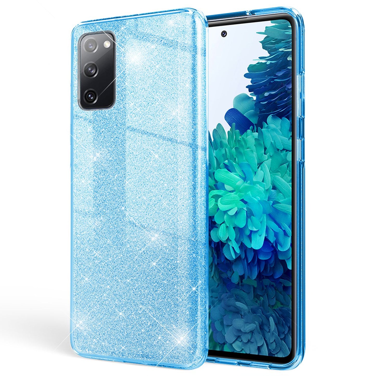 NALIA Glitzerhülle für Samsung Galaxy S20 FE – Funkelnder Glitzer-Look & Grip – SHINEPOP (Silikon Case) – Marke aus Berlin