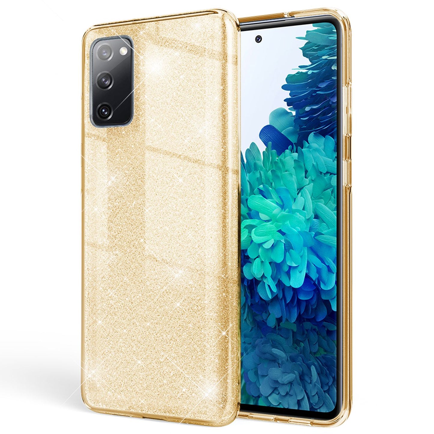 NALIA Glitzerhülle für Samsung Galaxy S20 FE – Funkelnder Glitzer-Look & Grip – SHINEPOP (Silikon Case) – Marke aus Berlin