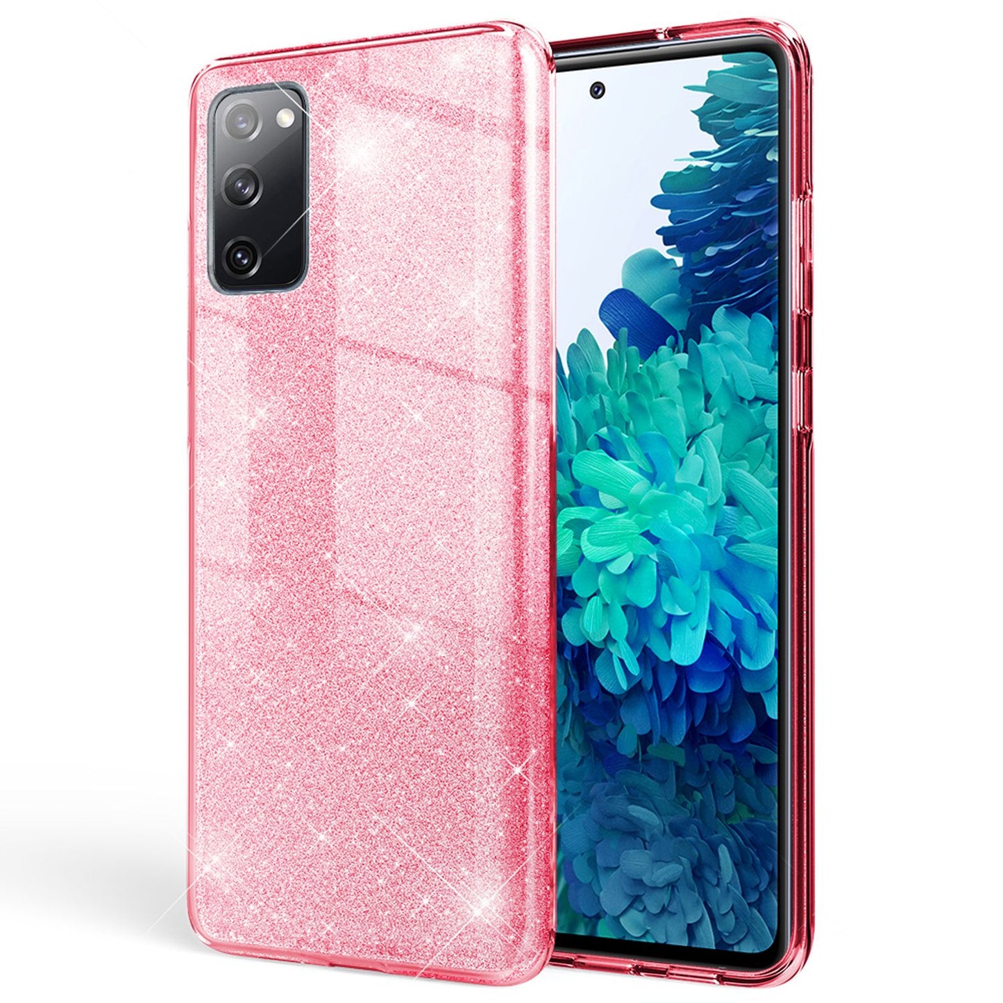 NALIA Glitzerhülle für Samsung Galaxy S20 FE – Funkelnder Glitzer-Look & Grip – SHINEPOP (Silikon Case) – Marke aus Berlin