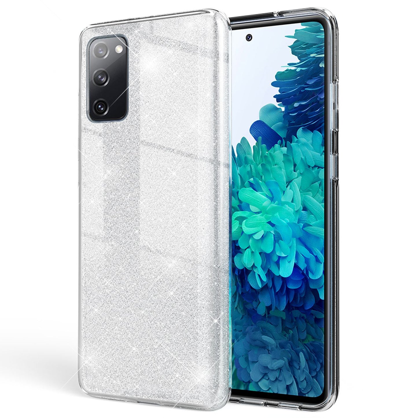 NALIA Glitzerhülle für Samsung Galaxy S20 FE – Funkelnder Glitzer-Look & Grip – SHINEPOP (Silikon Case) – Marke aus Berlin