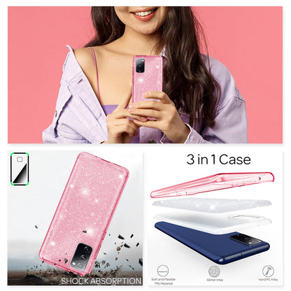 NALIA Glitzerhülle für Samsung Galaxy S20 FE – Funkelnder Glitzer-Look & Grip – SHINEPOP (Silikon Case) – Marke aus Berlin