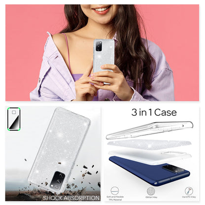 NALIA Glitzerhülle für Samsung Galaxy S20 FE – Funkelnder Glitzer-Look & Grip – SHINEPOP (Silikon Case) – Marke aus Berlin