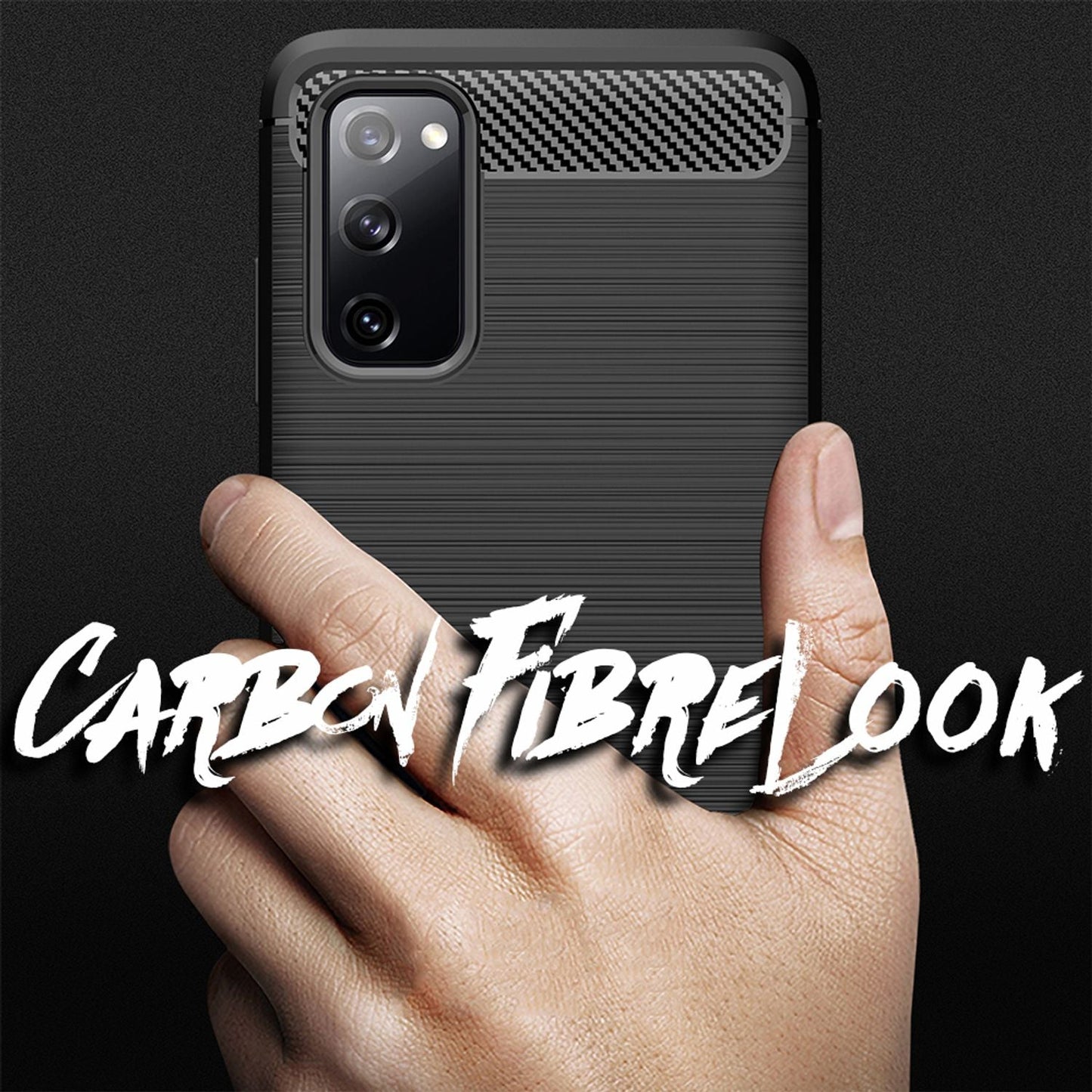 NALIA Silikonhülle für Samsung Galaxy S20 FE – Rutschfest & Matt – VORTEX (Gebürstete Optik & Carbon Design) – Marke aus Berlin