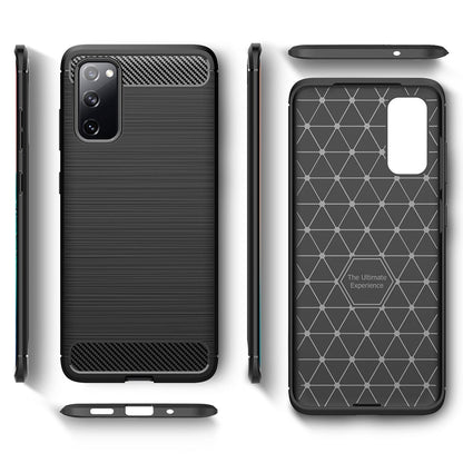NALIA Silikonhülle für Samsung Galaxy S20 FE – Rutschfest & Matt – VORTEX (Gebürstete Optik & Carbon Design) – Marke aus Berlin