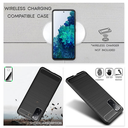 NALIA Silikonhülle für Samsung Galaxy S20 FE – Rutschfest & Matt – VORTEX (Gebürstete Optik & Carbon Design) – Marke aus Berlin
