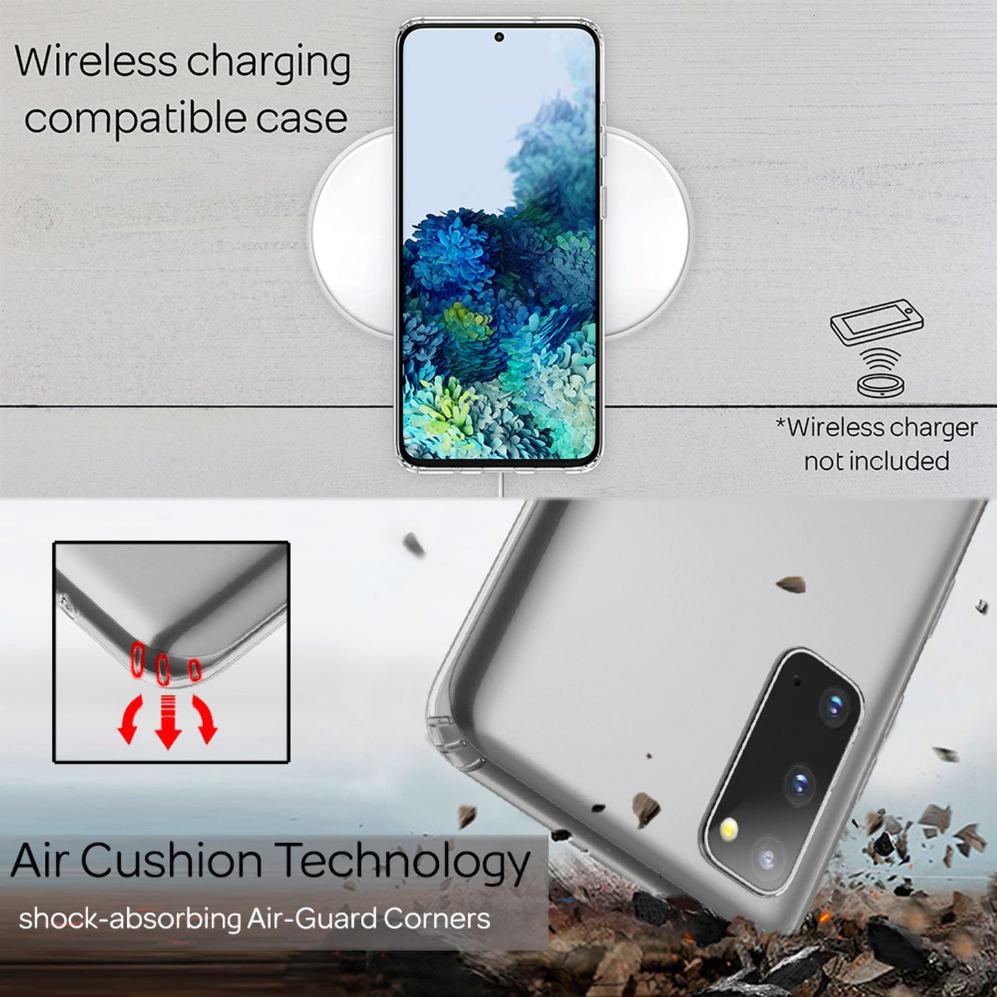 NALIA Transparente Hülle für Samsung Galaxy S20 – Harte Rückseite & Silikon Rand – IGNITE (Stoßfeste Handyhülle & Verstärkte Ecken) – Marke aus Berlin