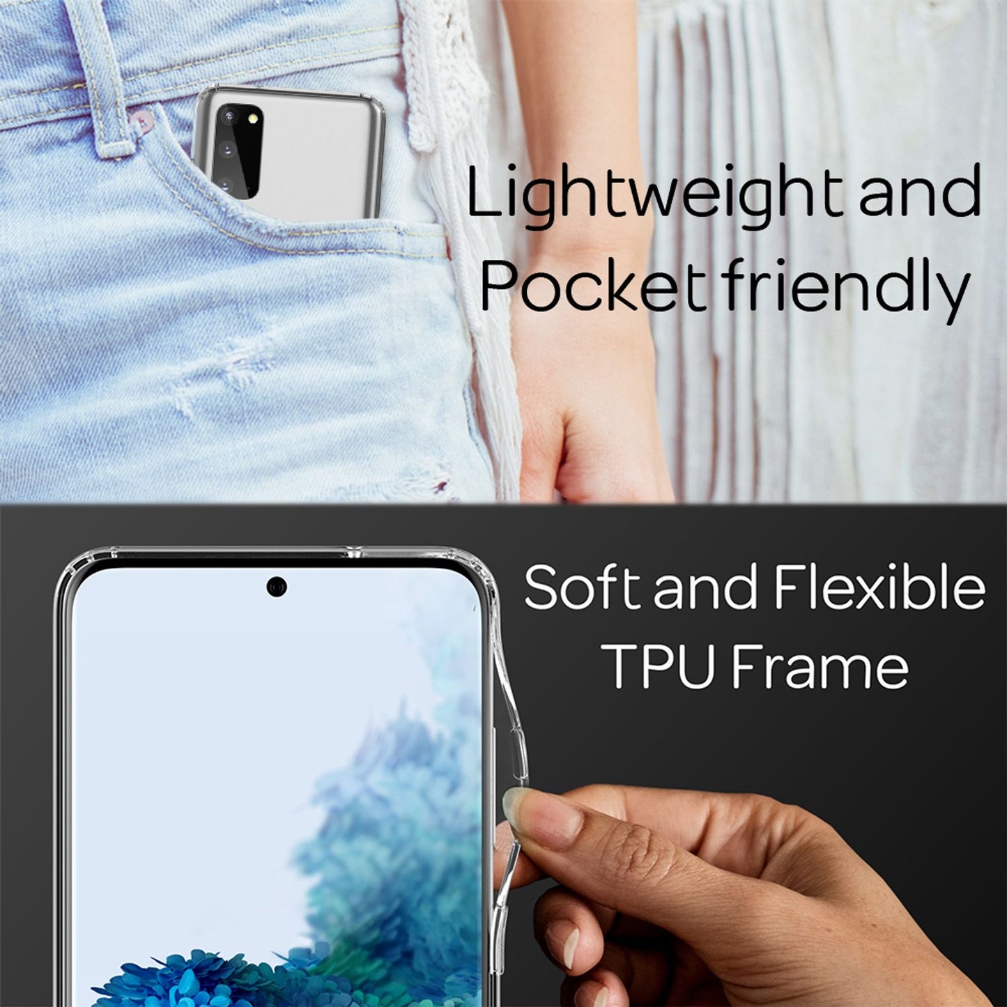 NALIA Transparente Hülle für Samsung Galaxy S20 – Harte Rückseite & Silikon Rand – IGNITE (Stoßfeste Handyhülle & Verstärkte Ecken) – Marke aus Berlin