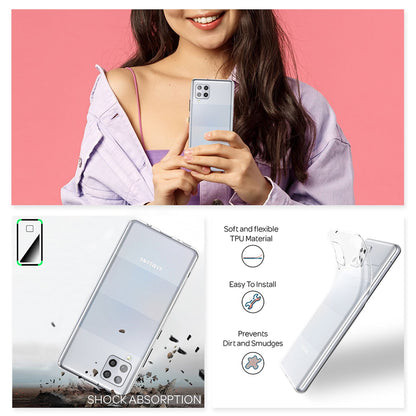 NALIA Transparente Silikonhülle für Samsung Galaxy A42 5G – Anti-Gelb & Rutschfest – GLAZE (Handyhülle Kristallklar, Schlank & Stoßfest) – Marke aus Berlin
