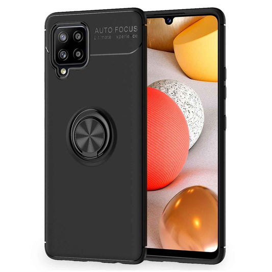 NALIA Ringhülle für Samsung Galaxy A42 5G – Ring-Ständer 360° & für Magnet-Halter – GRIP360 (Mattiertes Silikon Case) – Marke aus Berlin