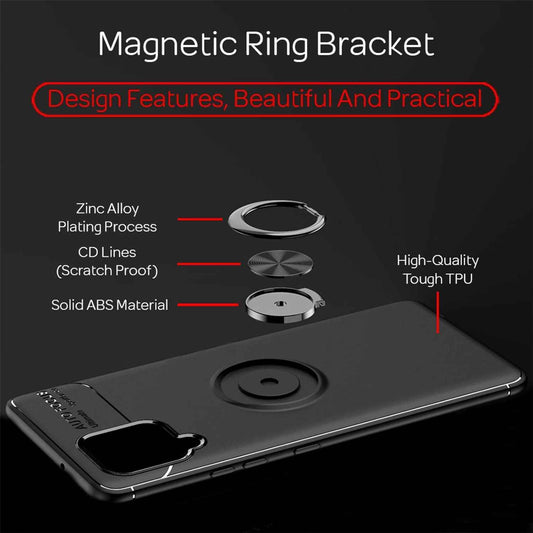 NALIA Ringhülle für Samsung Galaxy A42 5G – Ring-Ständer 360° & für Magnet-Halter – GRIP360 (Mattiertes Silikon Case) – Marke aus Berlin