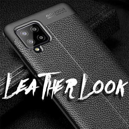 NALIA Design Case kompatibel mit Samsung Galaxy A42 5G Hülle, Leder Look Stylische Handyhülle Stoßfeste Silikon Schutzhülle, Slim Phone Backcover Skin Dünne Handy-Tasche Cover Robust - Schwarz