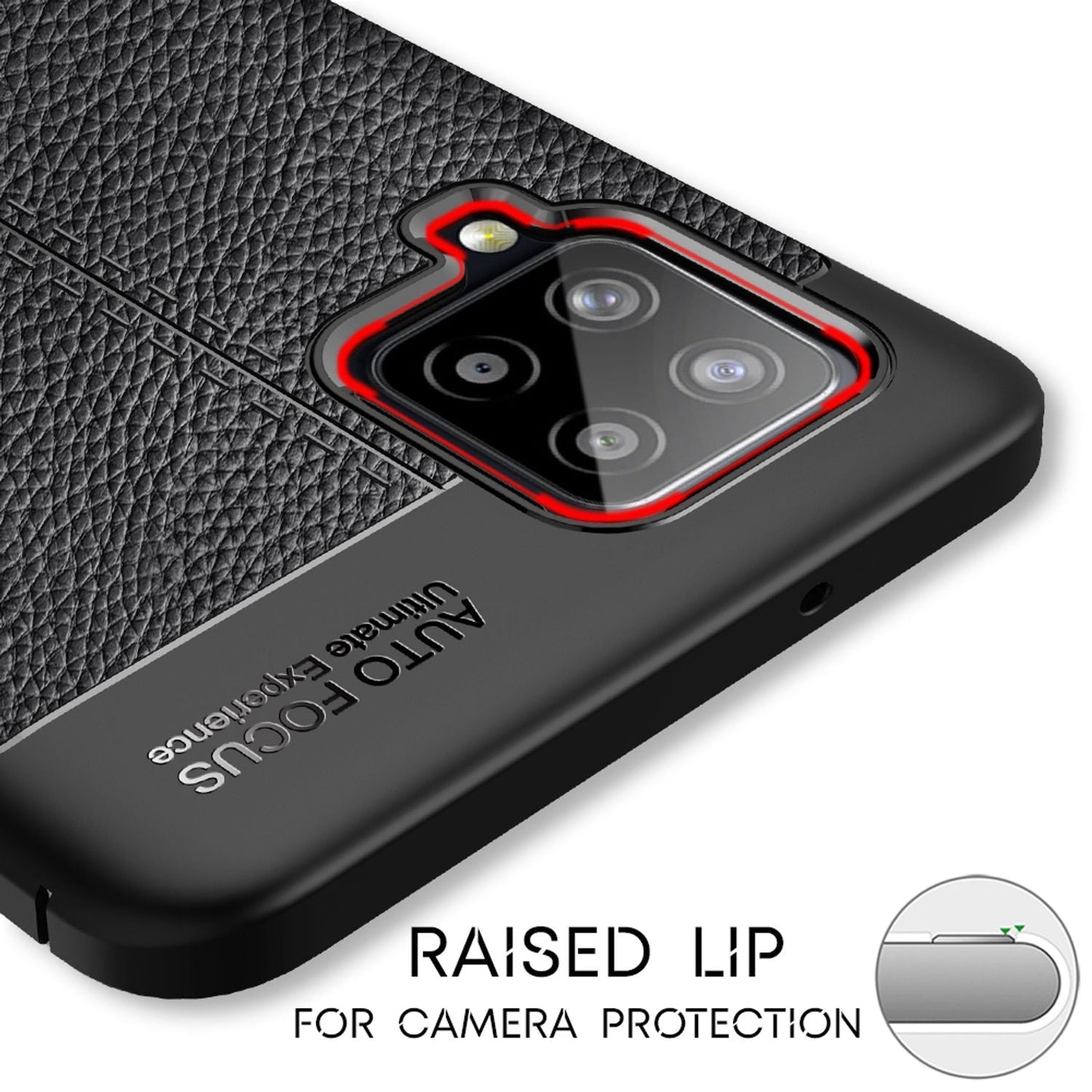 NALIA Design Case kompatibel mit Samsung Galaxy A42 5G Hülle, Leder Look Stylische Handyhülle Stoßfeste Silikon Schutzhülle, Slim Phone Backcover Skin Dünne Handy-Tasche Cover Robust - Schwarz