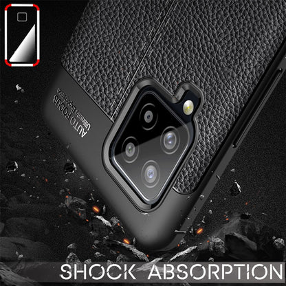 NALIA Design Case kompatibel mit Samsung Galaxy A42 5G Hülle, Leder Look Stylische Handyhülle Stoßfeste Silikon Schutzhülle, Slim Phone Backcover Skin Dünne Handy-Tasche Cover Robust - Schwarz