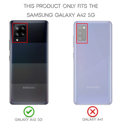 NALIA Design Case kompatibel mit Samsung Galaxy A42 5G Hülle, Leder Look Stylische Handyhülle Stoßfeste Silikon Schutzhülle, Slim Phone Backcover Skin Dünne Handy-Tasche Cover Robust - Schwarz