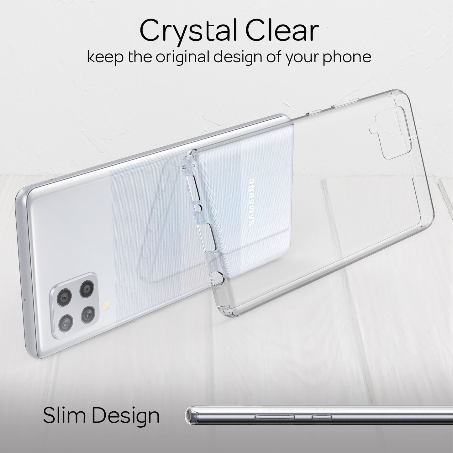 NALIA Transparente Hülle für Samsung Galaxy A42 5G – Harte Rückseite & Silikon Rand – IGNITE (Stoßfeste Handyhülle & Verstärkte Ecken) – Marke aus Berlin