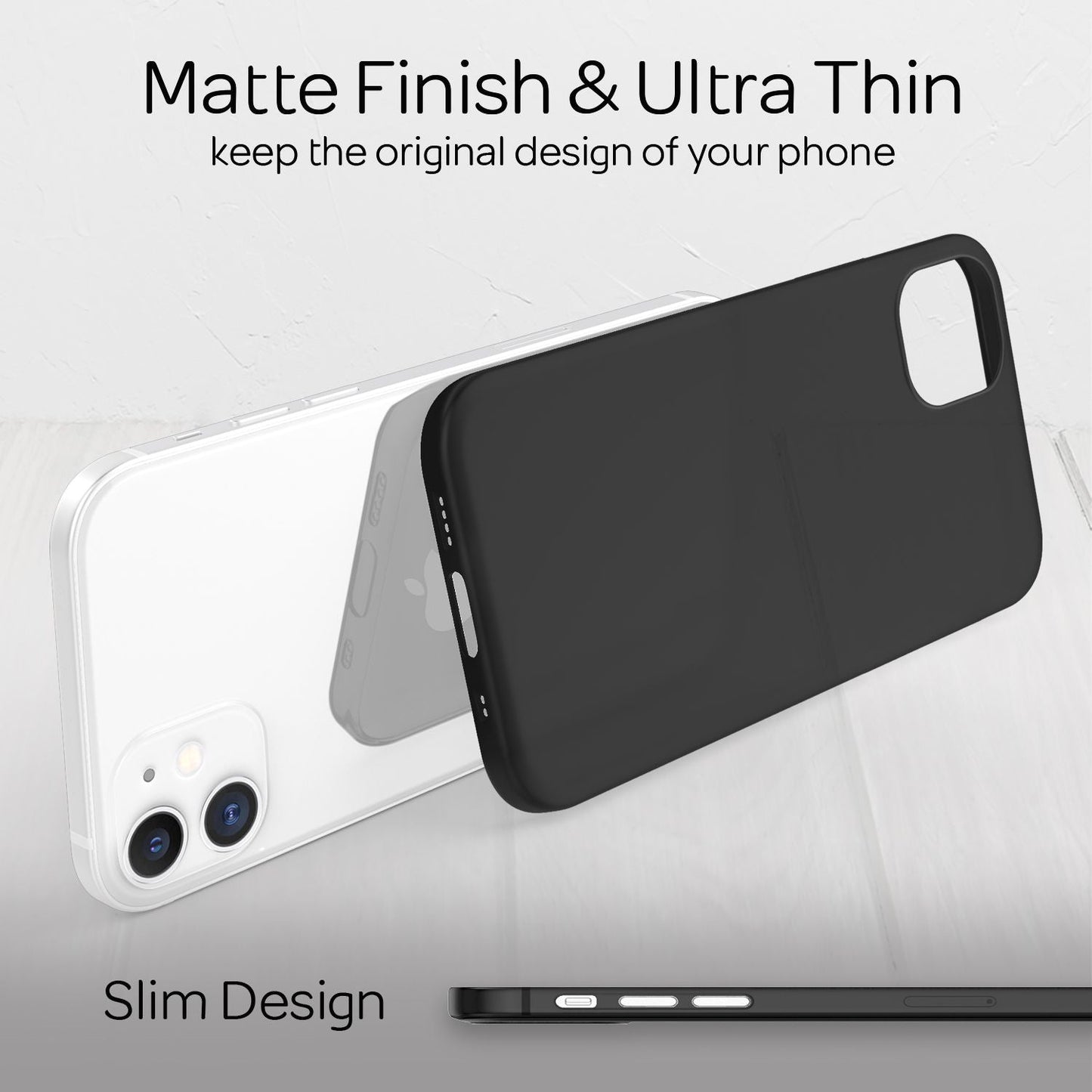 NALIA Ultra Slim Hardcase für iPhone 12 Mini – Matt-Transparent & 0.3mm Dünn – PHANTOM (Dünnes Cover & Kamera-Vollschutz) – Marke aus Berlin