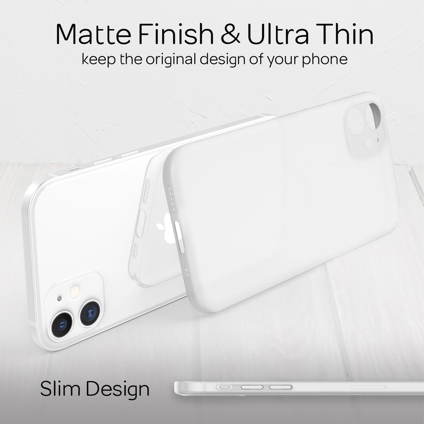 NALIA Ultra Slim Hardcase für iPhone 12 Mini – Matt-Transparent & 0.3mm Dünn – PHANTOM (Dünnes Cover & Kamera-Vollschutz) – Marke aus Berlin
