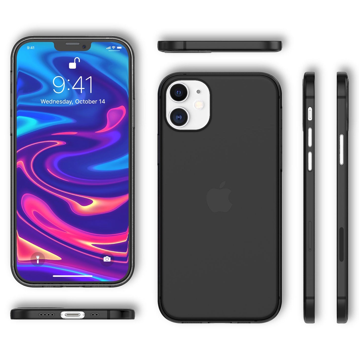 NALIA Ultra Slim Hardcase für iPhone 12 Mini – Matt-Transparent & 0.3mm Dünn – PHANTOM (Dünnes Cover & Kamera-Vollschutz) – Marke aus Berlin