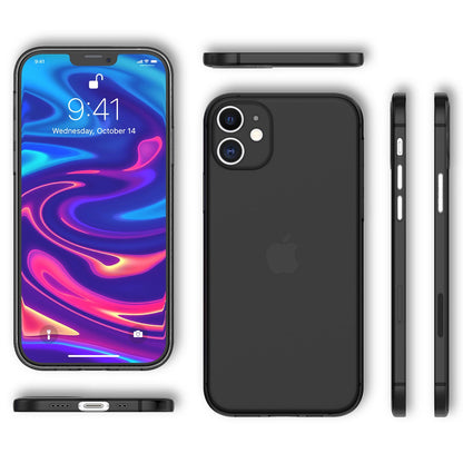 NALIA Ultra Slim Hardcase für iPhone 12 Mini – Matt-Transparent & 0.3mm Dünn – PHANTOM (Dünnes Cover & Kamera-Vollschutz) – Marke aus Berlin