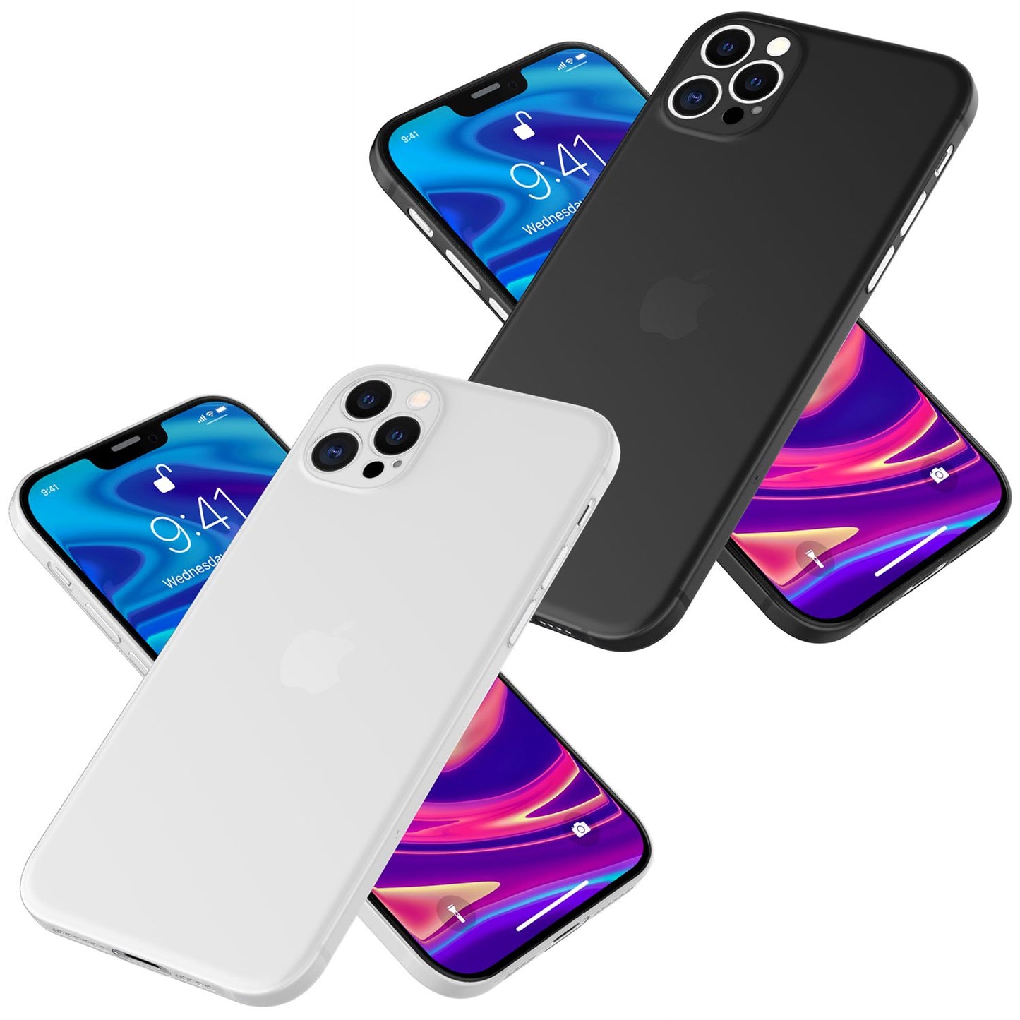 NALIA Ultra Slim Hardcase für iPhone 12 Pro – Matt-Transparent & 0.3mm Dünn – PHANTOM (Dünnes Cover & Kamera-Vollschutz) – Marke aus Berlin
