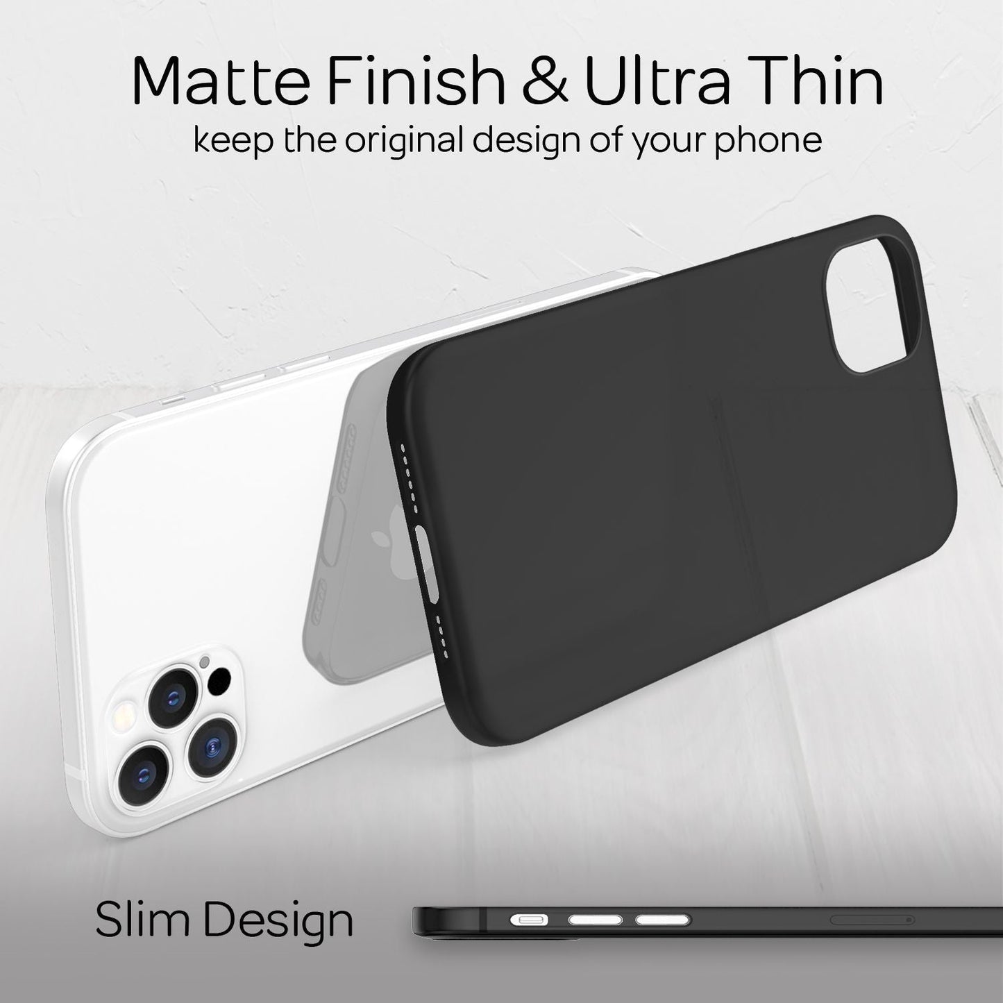 NALIA Ultra Slim Hardcase für iPhone 12 Pro Max – Matt-Transparent & 0.3mm Dünn – PHANTOM (Dünnes Cover & Kamera-Vollschutz) – Marke aus Berlin