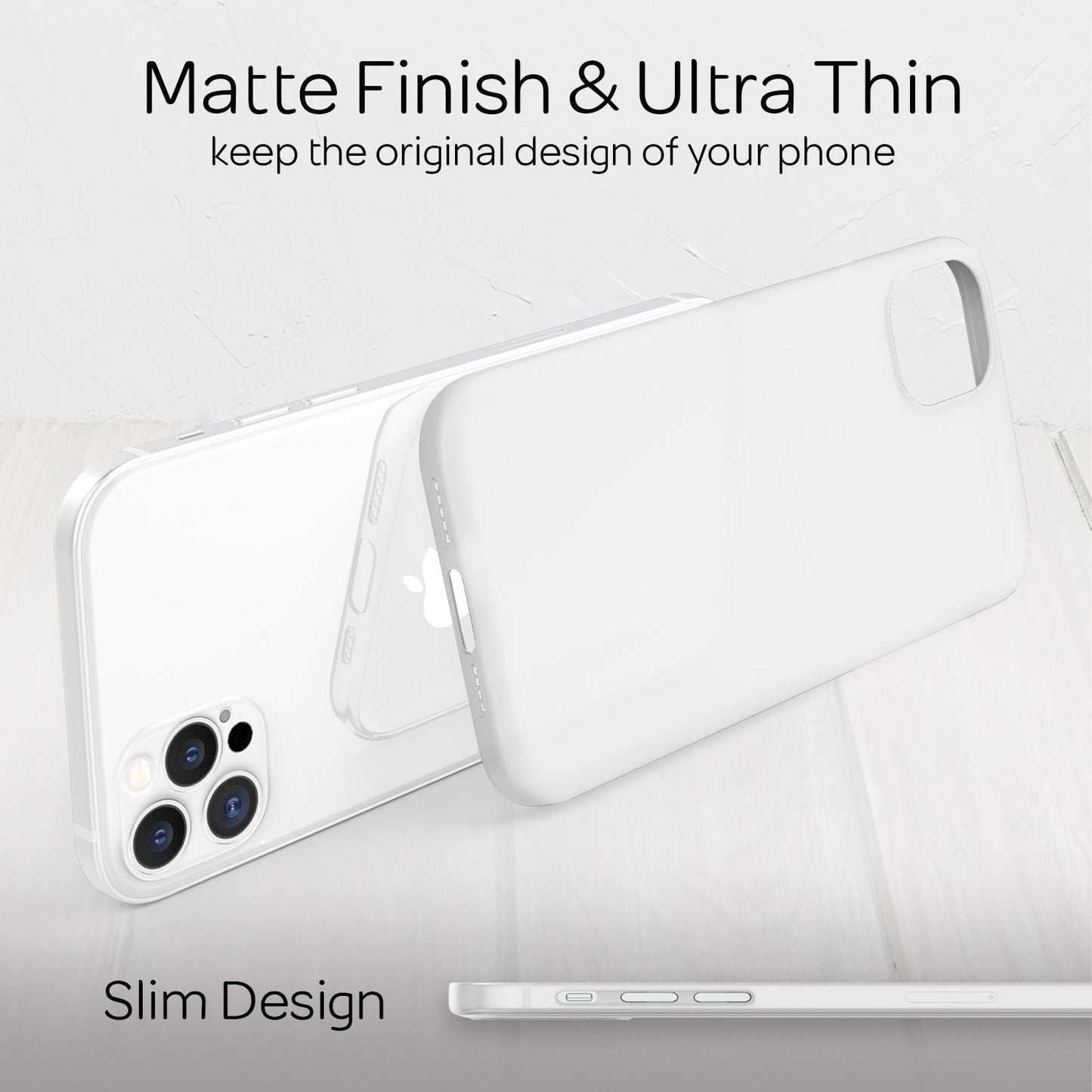 NALIA Ultra Slim Hardcase für iPhone 12 Pro Max – Matt-Transparent & 0.3mm Dünn – PHANTOM (Dünnes Cover & Kamera-Vollschutz) – Marke aus Berlin