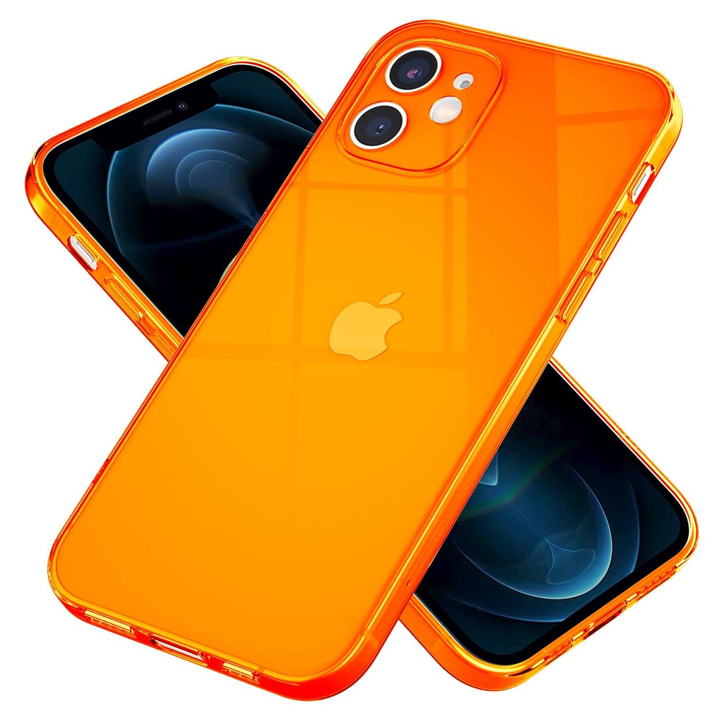 NALIA Neon Silikonhülle für iPhone 12 Mini – Knallige Signal-Farbe & Linsenschutz – VIBE (Transparentes Case) – Marke aus Berlin